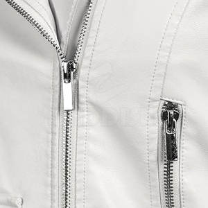 Chaqueta de Motociclista Unisex de Moda de Invierno para Mujer, Transpirable, de Cuero Genuino, Personalizada, Talla Grande, Diseño Sólido, Tejida - Product Image 4