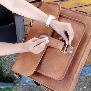 Sac d'ordinateur portable unisexe à bandoulière fait à la main véritable Style Vintage en cuir Duffle voyage bagages de nuit pour le travail ou le Sport - Product Image 3