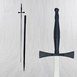 Étui pour épée de chevalier templier maçonnique, haute qualité, fabrication OEM 2026, garde en laiton, revêtement en poudre noire, manche en acier damas - Product Image 2