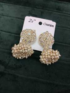 Indian Gold Plated Floral <b>Jhumka</b> Jhumki <b>Earrings</b> Supplier Indian Bridal Jewelry for Wedding Festive Fashion Jewelry Set - Product Image 2