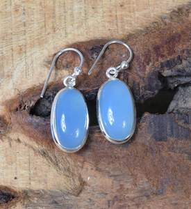 Blue Chalcedony Sterling Silver <b>Hook</b> <b>Earrings</b> August Birthstone Handmade Jewelry For Women Gift - Product Image 4