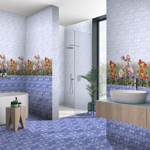 Azulejo cerámico blanco con acabado brillante de 300x600, moderno y minimalista, ideal para paredes de oficinas, interiores comerciales y grandes espacios. - Product Image 2