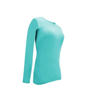 Unisex Turquoise Long Sleeve Cotton Canvas <b>Scrub</b> <b>Top</b> Knitted Medical Uniform Under Shirt for Hospital Use - Product Image 2