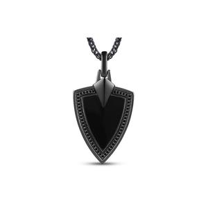 No Fade Elegance <b>Pendant</b> Shield <b>Necklaces</b> <b>Pendants</b> <b>Black</b> Gun Plated Jewelry Charms Personal <b>Black</b> Engraving Jewelry for Men - Product Image 1