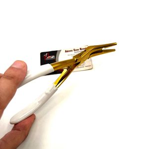 Nez incurvé 7 pouces Pince à micro-perles Outil d'extension de cheveux multifonctionnel en acier inoxydable avec impression de logo personnalisé OEM - Product Image 2