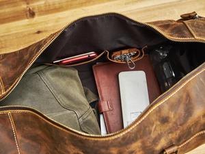 Bolsa de Viaje de Cuero Ecológica Personalizada al por Mayor para Hombre, Hecha a Mano, para Viajes Cortos, Fin de Semana, Deportes, Gimnasio, con Cremallera, Grande - Product Image 2