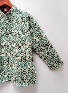 แจ็คเก็ตผ้าฝ้ายสไตล์โบฮีเมียนทำด้วยมือสไตล์อินเดียแบบกลับด้านได้สำหรับผู้หญิงเสื้อผ้าวินเทจพิมพ์ลายแถบ - Product Image 5