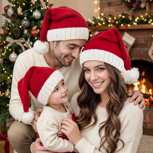 Bonnets de Noël tricotés personnalisés rouges et blancs pour adultes, vente en gros, bonnets d'hiver pour les fêtes et les voyages, casquettes, fournisseur OEM sous marque privée - Product Image 2