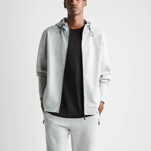 Dec Oem Custom Jogging Sudadera Workout Slim Fit Zip Hoodies Zipper Unisex Stopper Drawstring Grey Men's Fitness Hoodies - Product Image 4