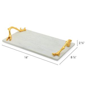 Bandeja de metal dorado con acabado decorativo más vendida, pedido a granel personalizado, uso al por mayor, último diseño, artesanías, bandejas de mármol para servir - Product Image 3