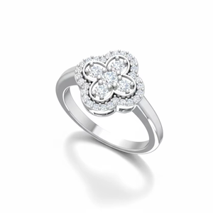 แหวนเพชรโคลเวอร์สี่แฉกนำโชคสำหรับผู้หญิง เหมาะสำหรับงานแต่งงาน งานเลี้ยงฉลองครบรอบ ของขวัญสุดโรแมนติก - Product Image 1