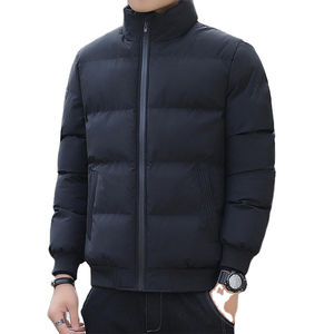 Custom Men's High Quality <b>Quilted</b> Down Jacket with Plain Hood Shiny Puffer Design Winter Warm Outwear <b>Thick</b> Canvas Coat - Product Image 4