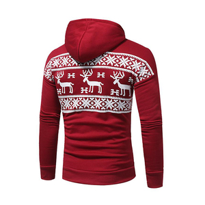 Wholesale <b>Men's</b> <b>Christmas</b> <b>Hoodie</b> 100% Cotton Pocket Full Printed Embroidered Warm Winter Loose Knitted Front Character Low MOQ - Product Image 2