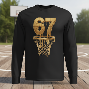 เสื้อยืดแขนยาวลายมีมบาสเก็ตบอล 67 Gold Drip รุ่น Gen Alpha Slang เสื้อยืดโปรโมชั่นสำหรับเด็กอายุ 6 7 ปี - Product Image 3