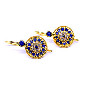 ชุดหมั้นประดับพลอยแซฟไฟร์สีทอง14K แบบดั้งเดิมชุดสตรีประดับเพชรหรูหรา - Product Image 3