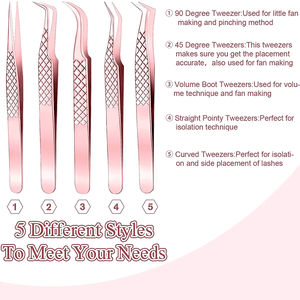 Pinzas profesionales para pestañas de acero inoxidable, herramienta de maquillaje antiestática no magnética con punta puntiaguda para extensión de pestañas Pincet - Product Image 4