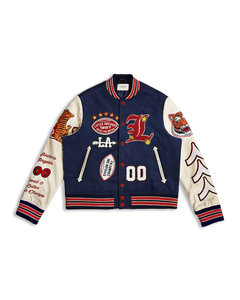 2024 vestes universitaires personnalisées pour hommes et femmes Patch de broderie en chenille de qualité supérieure Logo de travail col montant - Product Image 5