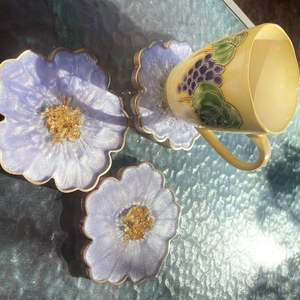 Ensemble de sous-verres époxy en résine de style moderne unique de l'artisanat de Tayyab Sous-verres souvenirs d'amant de thé durables et résistants à la chaleur - Product Image 3