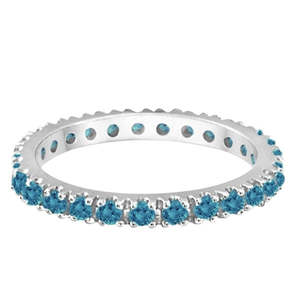 Alliance de mariage élégante en diamant bleu fantaisie de 0,50 ct, or blanc 14 carats avec placage rhodium et vermeil, certifiée IGI, bijoux fins - Product Image 2