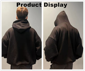 Sweat à capuche unisexe personnalisable 500 Gsm oversize recadrée pour hommes motif solide polyester coton fabricant de sweat à capuche de haute qualité - Product Image 2