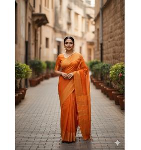 ส่าหรีผ้าไหมทัสซาร์แท้หลากสีสำหรับผู้หญิงดีไซน์ประณีตและแบบดั้งเดิมที่ไม่มีกาลเวลาจากอินเดีย - Product Image 6