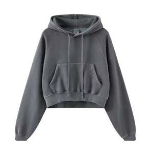 Sudadera con capucha con cremallera para mujer de alta calidad Sudadera con capucha de gran tamaño de lana recortada para mujer Sudadera con capucha 100% de algodón de peso pesado - Product Image 2