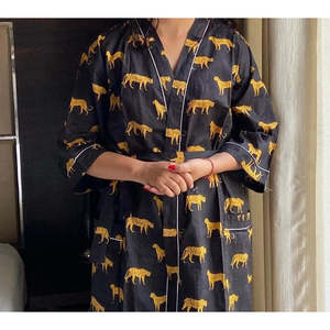 Robe Kimono Légère en Coton Imprimé Tigre pour l'Été, Peignoir Familial Taille Unique, Vêtement d'Intérieur, Imprimé Léopard Tissé pour Demoiselle d'Honneur - Product Image 5