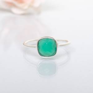 Cabujón de Plata de Ley 925 con forma cuadrada de ónix verde Natural, anillos para fiesta, anillos hechos a mano de piedra Natural, joyería para mujer a granel - Product Image 3