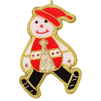 Ornement de Noël multicolore fait main Brazeal Studio, ours polaire en peluche, tissu en velours satiné, 4 pouces, broderie à la main