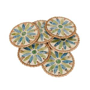 Dessous de verre rond incrusté de vadrouille en rotin naturel avec un design varié pour dessus de table et ustensiles de cuisine en gros faits à la main du Vietnam - Product Image 3