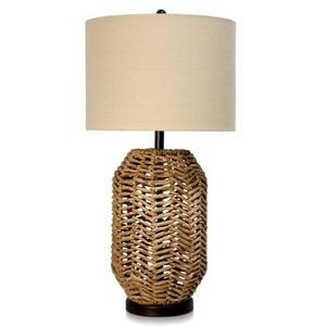 Rattan Lamp <b>Shade</b> Customized Design LED Desk Lamp Farmhouse Style Natural Finish Decorative Table Lamp Creative Weaved Design - Product Image 1
