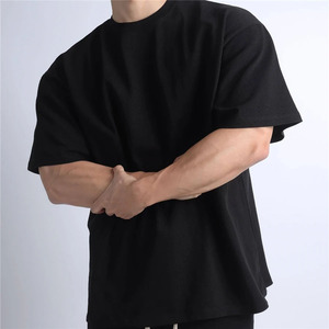 เสื้อยืดโอเวอร์ไซส์สำหรับผู้ชายผ้าคอตตอนออร์แกนิก100% หนาแบบกำหนดเองโลโก้แบบโชว์ไหล่ระบายอากาศได้เปล่าขนาดพลัสไซส์ออกแบบได้ - Product Image 6