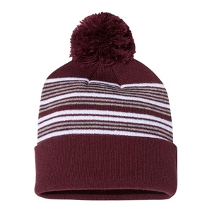 2025 saisonnier 3D brodé coloré équipe sportive bonnets tricotés 100% coton avec pompon et nœud imprimé Style d'hiver - Product Image 2