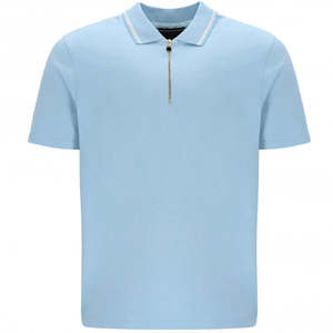 Chemise pour homme à manches courtes, fermeture éclair sur le devant, broderie unie, séchage rapide, anti-froissement, pour le golf, prix de gros - Product Image 1