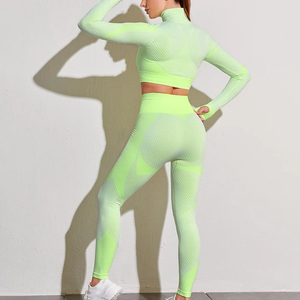 Venta al por mayor ropa de fitness para gimnasio conjuntos de mujer 3 piezas chaquetas de yoga mallas de entrenamiento y conjunto de Sujetador deportivo - Product Image 3