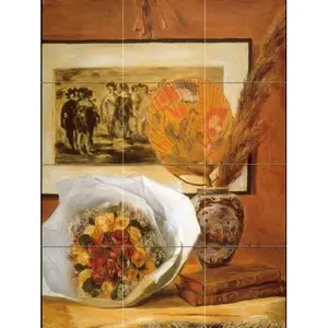 Bouquet Carrelage Mural Art Mural pour Cuisine et Salle de Bain 12.75x17 Pouces Dosseret Mural - Product Image 1