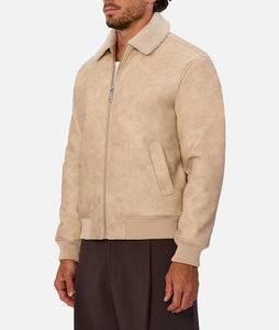 Vêtements d'extérieur en daim de luxe en gros, veste en cuir pour hommes, veste en tissu respirant à fermeture éclair de qualité supérieure avec logo personnalisé - Product Image 3