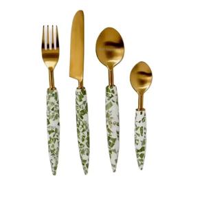 Ensembles de couverts élégants en métal avec poignée en résine imprimée Ensemble de couverts décorés pour la maison et les hôtels et les hôtels - Product Image 1