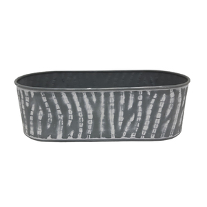 Venta caliente maceta ovalada moderna gris metálico con acabado antiguo blanco interior y exterior diseño antiguo maceta hecha a mano - Product Image 3