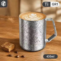 Mug à café en titane pur à double paroi 430 ml avec poignée fixe, écologique et léger, idéal pour le camping