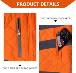 Gilet de sécurité pour femme haute visibilité réfléchissant avec poches et fermeture éclair ANSI classe 3 haute visibilité polaire travail hiver gilet - Product Image 4