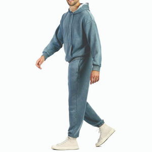 Vente en gros de survêtement personnalisable délavé à l'acide de couleur unie respirante style hiver pour hommes de haute qualité 100% coton polaire personnalisé - Product Image 3