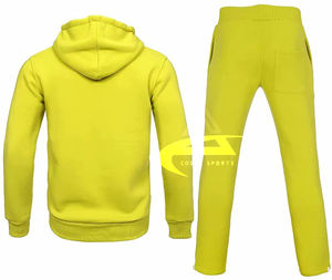 CST ชุดวอร์มผ้าฟลีซสำหรับผู้ชายชุดออกกำลังกายผ้าฟลีซสีเหลืองเรืองแสงออกแบบได้ตามต้องการพร้อมโลโก้สำหรับฤดูหนาว - Product Image 2