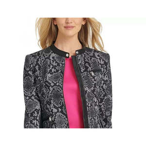 Giacca Bomber da Donna DKNY in Ecopelle Grigia con Collo Alto e Stampa Serpente, Taglia 4 - per l'Autunno - Product Image 2