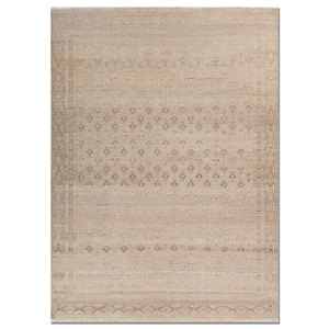 Alfombra de Lana Anudada a Mano Erbe Ivory, Diseño Geométrico Rectangular para Decoración de Sala de Estar, Pasillo y Hogar - Producto para Sala de Estar - Product Image 1