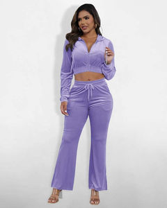 Ensemble de jogging d'hiver en velours pour femme, nouveau design, deux pièces zippé avec cordon de serrage, maternité et écologique 2026 - Product Image 5