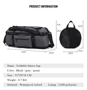 Sac de sport pliable imprimé avec compartiment à chaussures, séparation sec/humide, imperméable, sac de voyage pour week-end, sac à dos de voyage convertible - Product Image 5