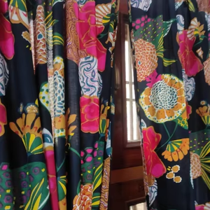 100% algodón moderno estampado Floral varilla bolsillo cortinas cenefas puerta colgante tragaluz ventana tratamiento luz completa sombreado hogar - Product Image 1