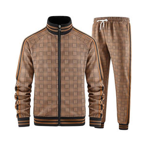 Ensemble de survêtement en polyester pour homme, fermeture éclair, respirant, athlétique, jogging, décontracté, salle de sport, fitness, entraînement - Product Image 1