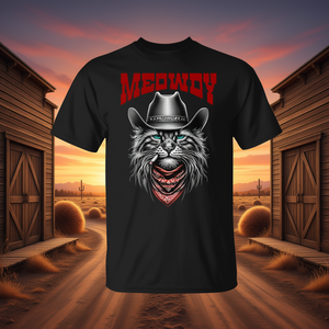 T-shirt Western Meowdy avec chapeau de cowboy et chat, design promotionnel amusant pour les amoureux des chats - Product Image 3